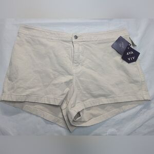 Women's High-Rise Smart Jean Shorts Ava & Viv Beige Size 20